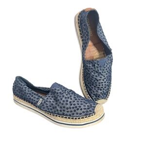 Joy & Mario Wide Width Espadrille Slip On Shoes Size 10W Blue Mesh Vacation BOHO